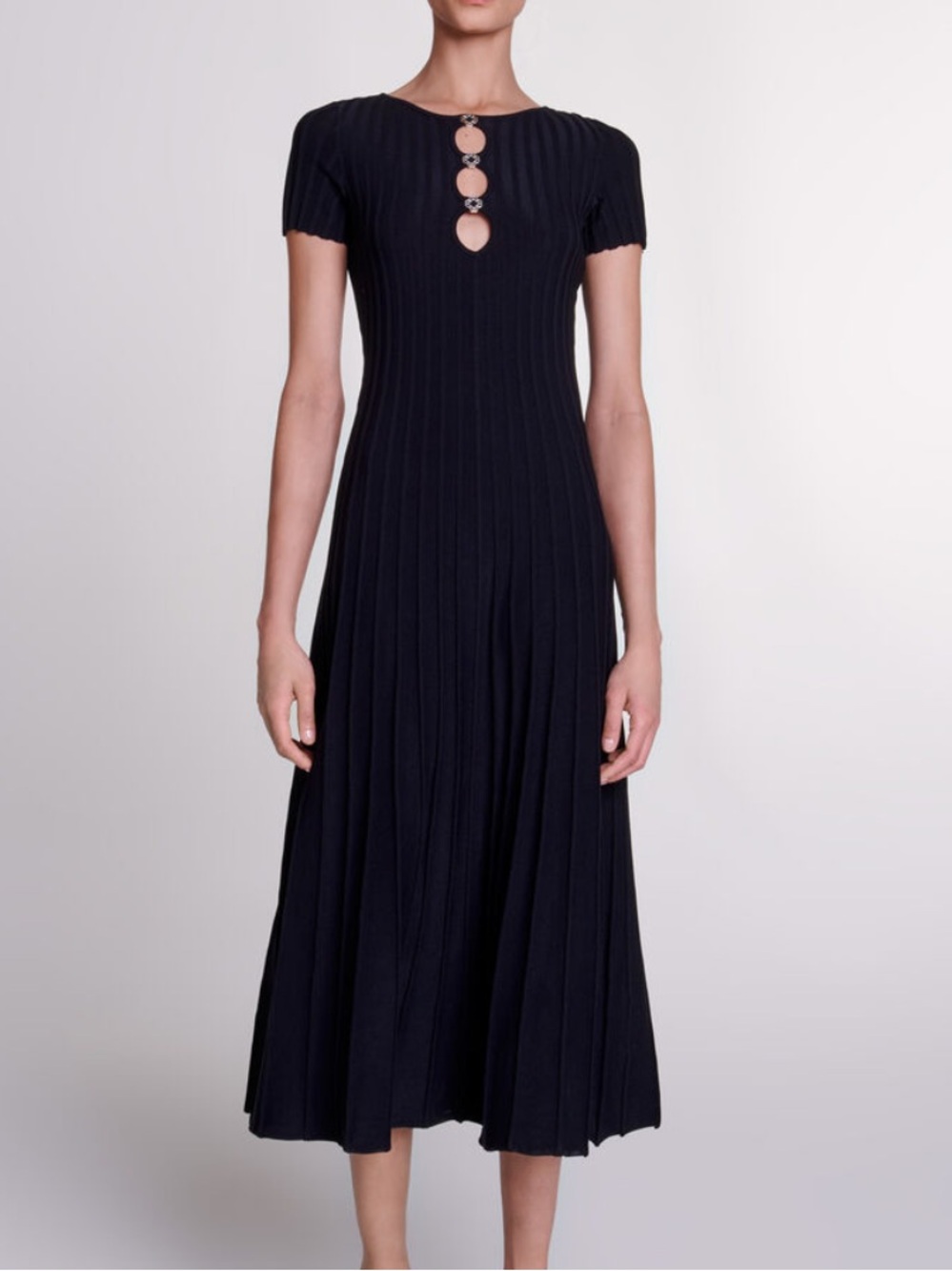 Maje Paris Ribbed Knit Maxi Dress